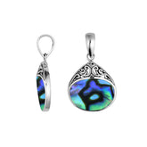 925 Sterling Silver Artistic Teardrop Pendant Featuring Abalone Shell